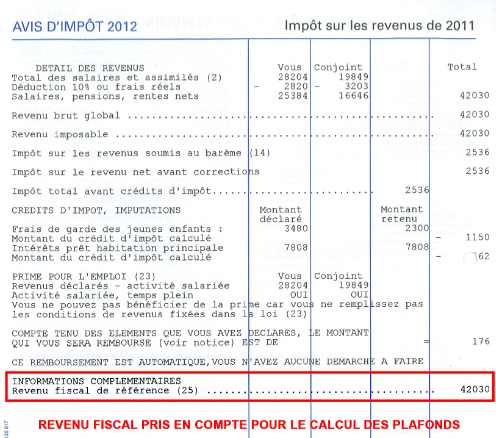 revenu fiscal de référence